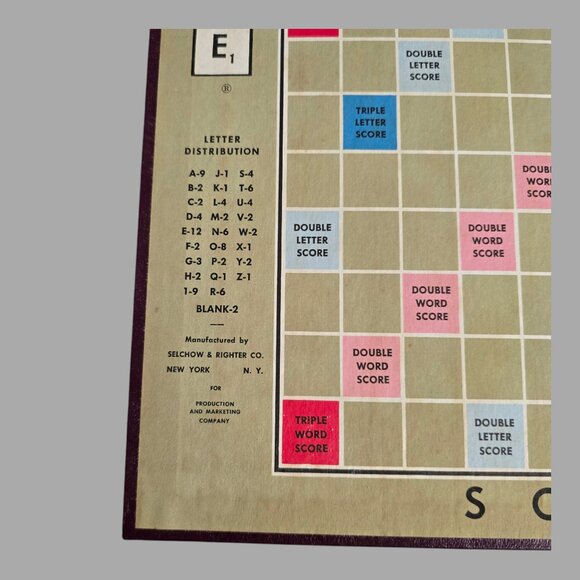 Vintage 1953 Selchow & Righter Co Scrabble Game Missing Only 1 Tile - Picture 5 of 11